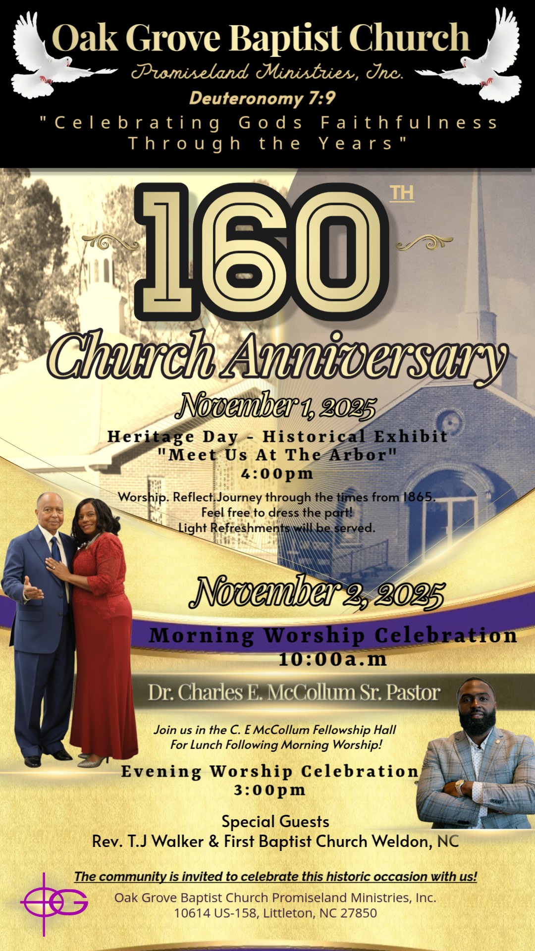 160th Anniversary Weekend flyer for Oak Grove Baptist Church