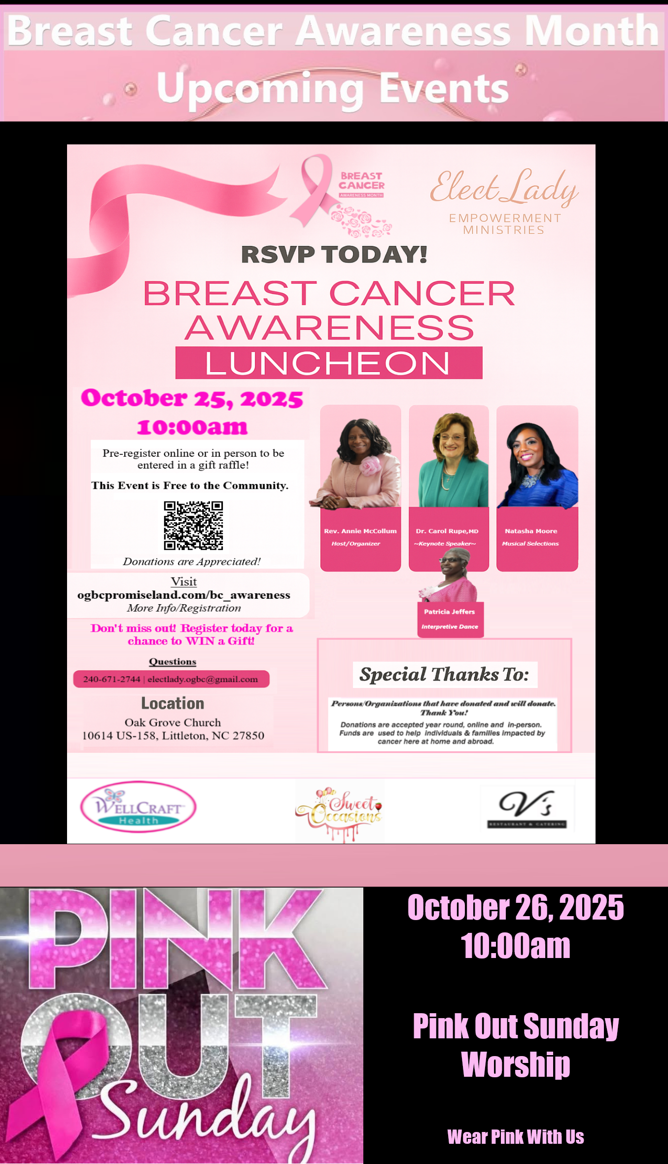 Upcoming Breast Cancer Awareness Event Flyer